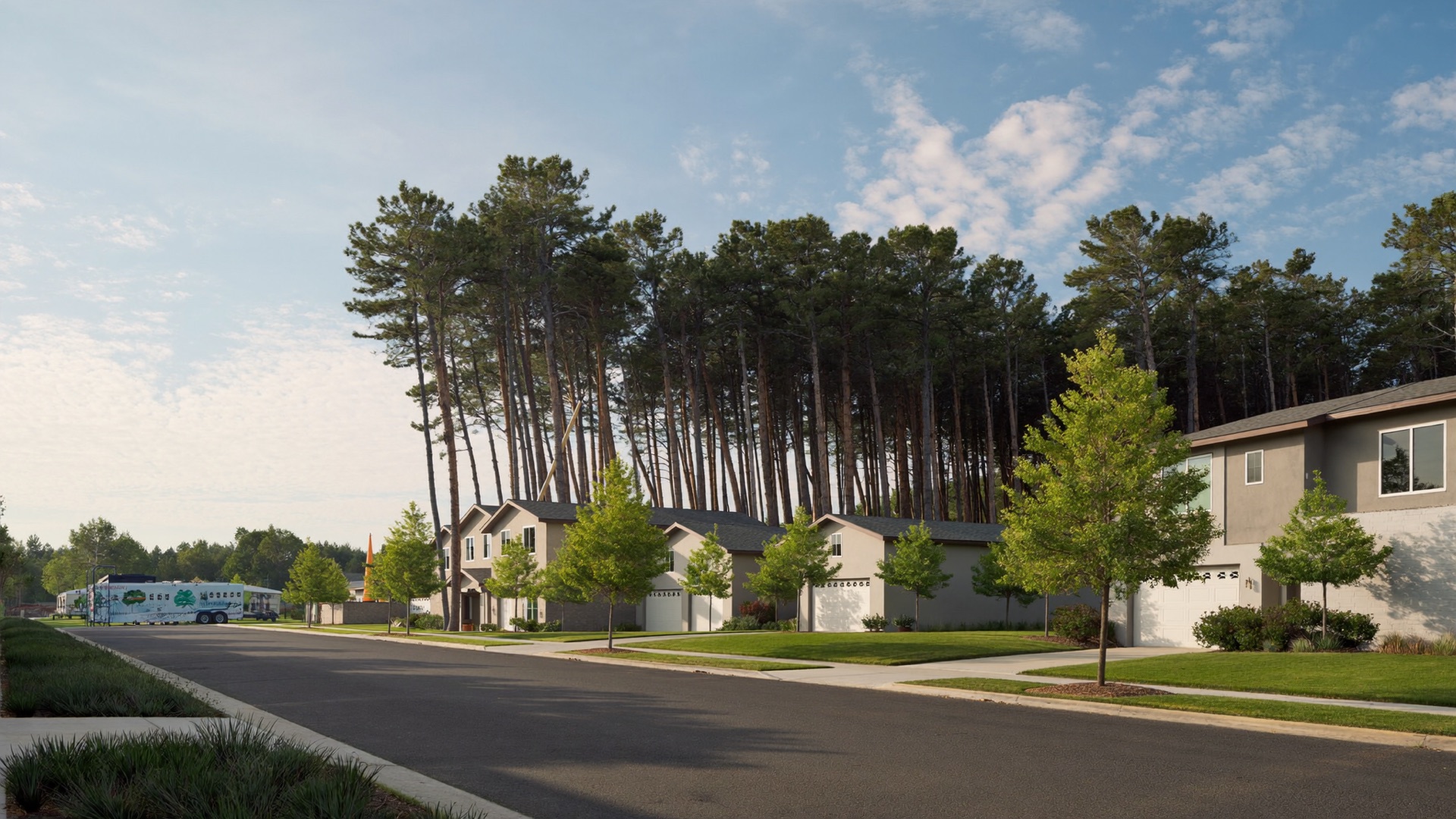 Newer Oakleaf homes with preserved pines and young street oaks